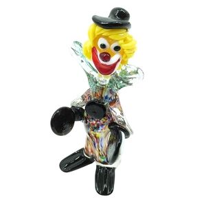 Murano Glass Vintage Made in Italy Standing Clown Cymbals Hand Blown Multicolor